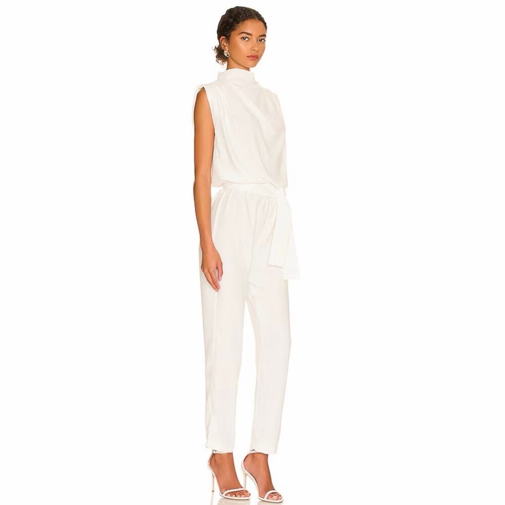 Amanda Uprichard X Revolve Fabienne Ivory White Sleeveles Tie Waist Jumpsuit S - Picture 5 of 12